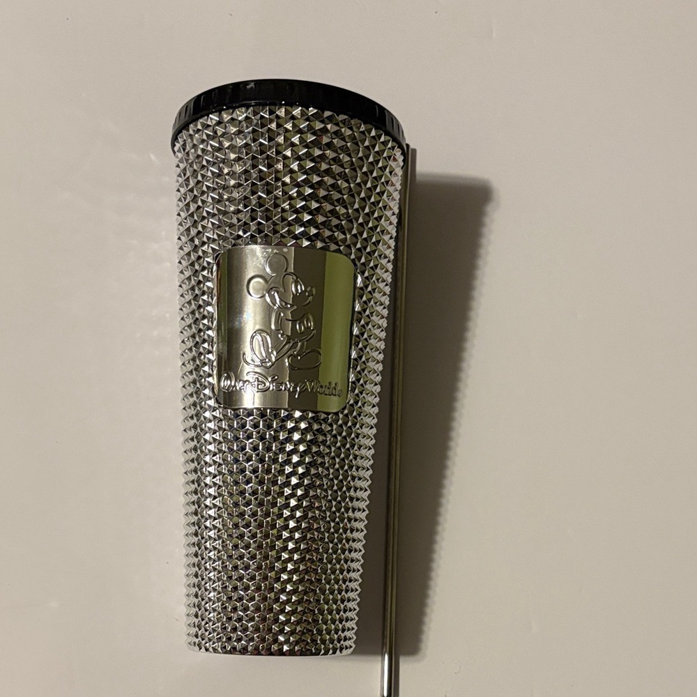🆕 Disney-Starbucks Silver Studded Tumbler with Straw